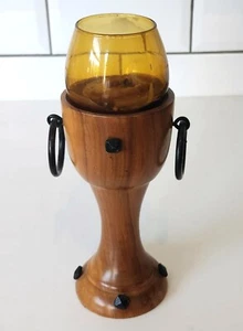 Unusual Vintage Wooden Candle Holder, Medieval Chalice, Goblet Style, Pillar - Picture 1 of 4