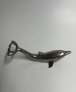 German Mid Century Metal Pewter Dolphin Bottle Opener Twist off & Pop off 7" - Picture 1 of 12