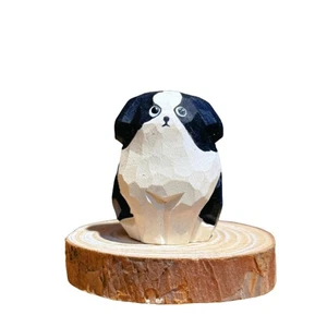 Handgeschnitzte Hundefigur aus Holz, niedliche Tierskulptur für Zuhause oder Büro Deko - Bild 1 von 19