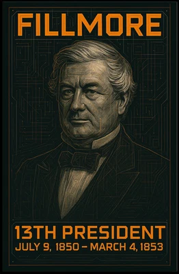 Millard Fillmore 13th President of the United States Techno Schematic Poster - Image 1 of 4