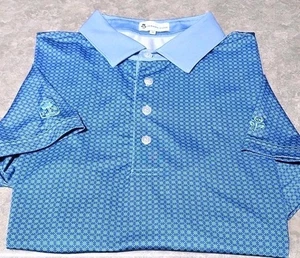 New! HERMAN DUNN-Blue Floral Print Poly/Spdx, Mens SS/4B, Logo Golf Shirt-(XL) - Bild 1 von 4
