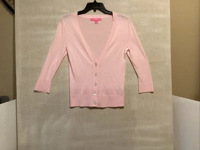 Cárdigan Lily Pulitzer XS Rosa Cuello en V Botón Manga 3/4 Clásico Foto 1 de 4