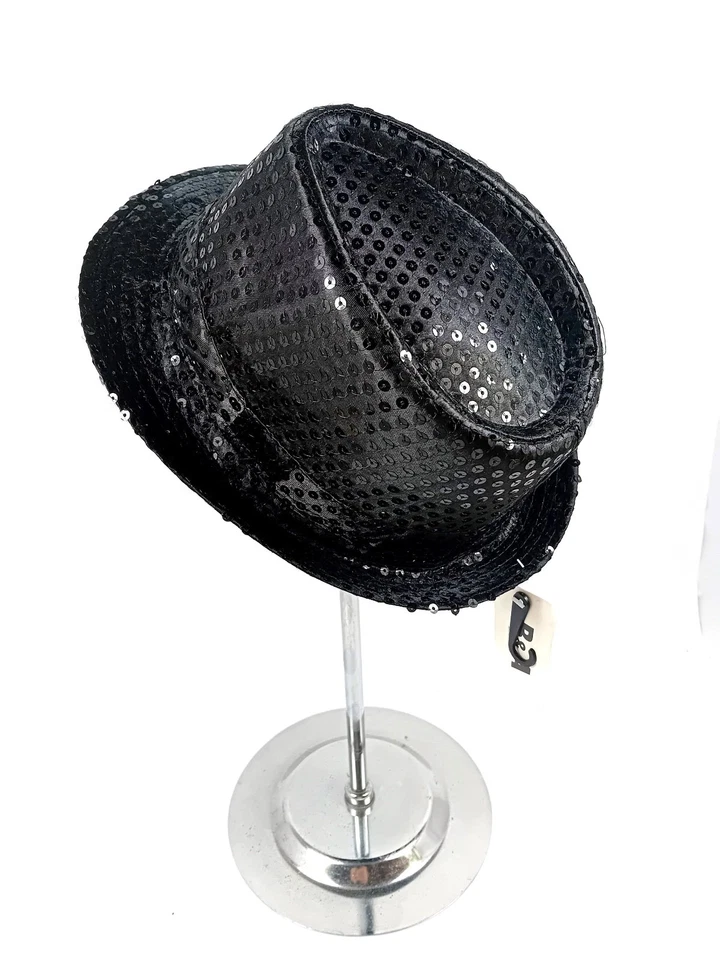 Cappello con paillettes Nero Glitter Brillante Unisex da Dance discoteca Festa - Immagine 1 di 4