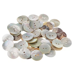 50s / Set Mother Of Mother Of Pearl Shells Round Button Buttons Needlework Two - Picture 1 of 15