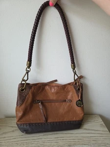 The Sak Brown Leather Shoulder Bag Purse Boho Bohemian Braided Straps Handbag - Picture 1 of 14