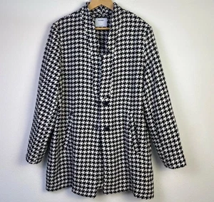 Old Navy Coat Black White Houndstooth Academia Warm Preppy Classic Sz Small - Picture 1 of 6
