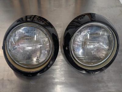Porsche 911 912 1968-86 Sealed Beam Headlight / Black Rings / Hella Pair / N RSV - Image 1 of 4