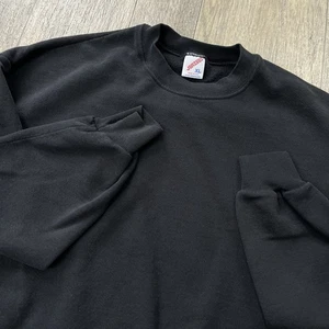 Vintage 90s JERZEES Sweatshirt XL Black Blank Crewneck Pullover Minimal Grunge - Bild 1 von 6