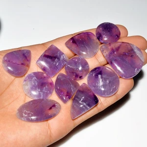 11 Pcs 375 Cts Natural Amethyst Cabochon Loose Gemstone Lot 38x30 20x20mm #3568 - Picture 1 of 4