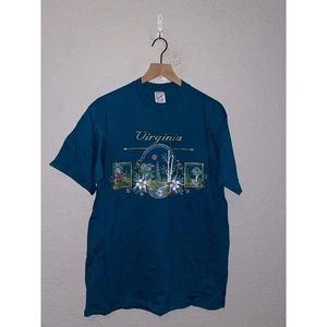 Vintage Virginia Shirt Mountains Mountain Green Graphic Jerzees Tee Vintage L 90s  - Bild 1 von 10