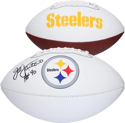 Fútbol americano Franklin panel blanco firmado por Jack Lambert Steelers con "HOF 90" Insc Foto 1 de 3