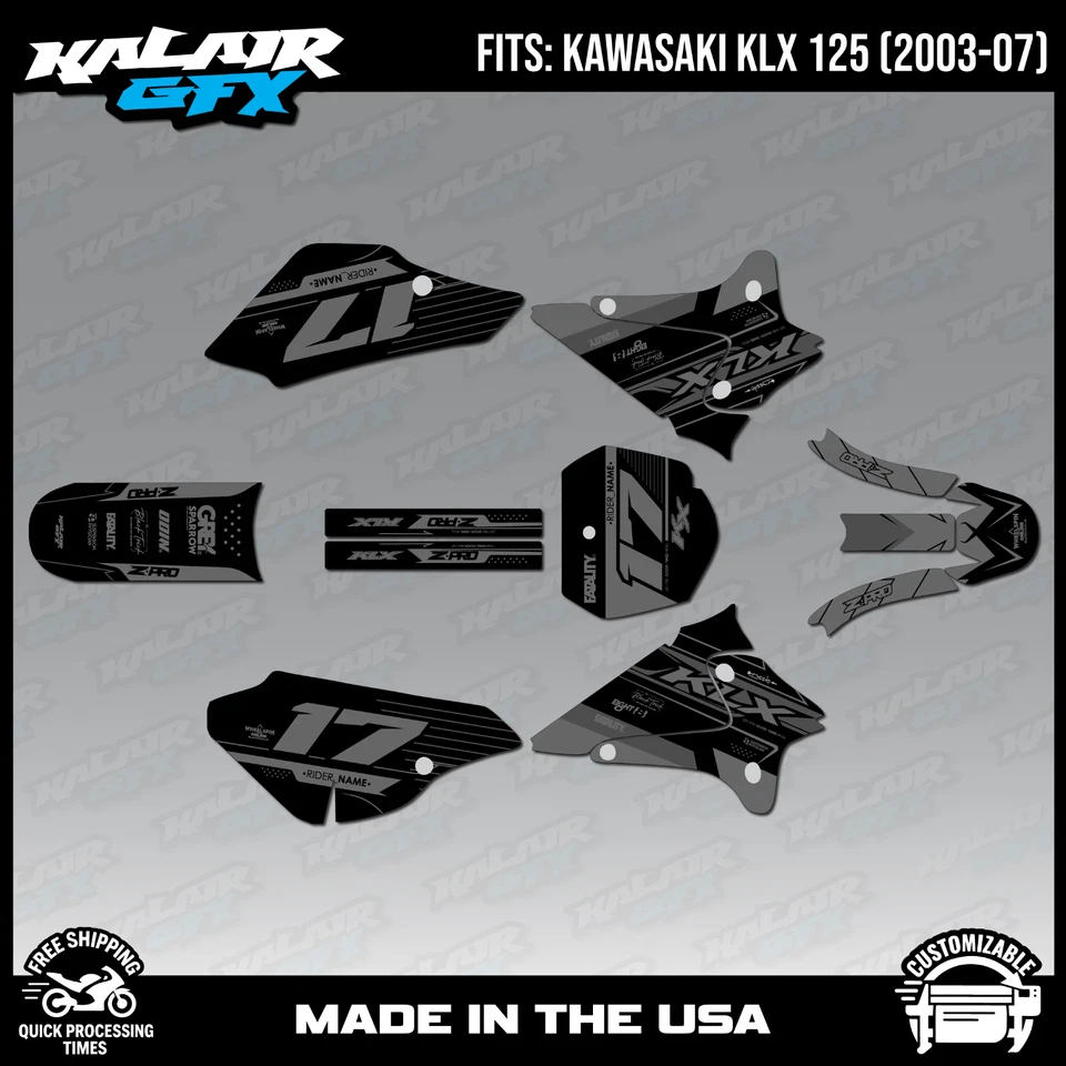 Kit de gráficos para KAWASAKI KLX 125 (2003-2007) KLX125 Axis Series - Smoke Foto 1 de 4