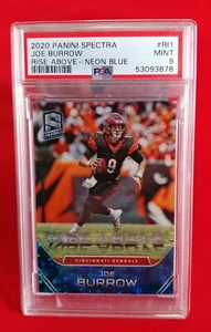 2020 Panini Spectra Joe Burrow Rise Above Neon Blue Prizm Rookie /50 PSA 9 Pop 9 - Bild 1 von 4
