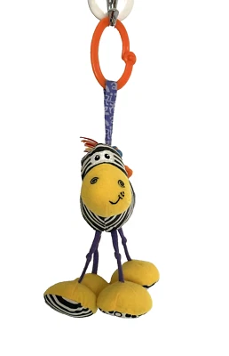 Вешалка плюшевая детская мягкая Infantino зебра черная/белая желтая погремушка 12 дюймов - Изображение 1 из 4