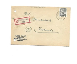 FZ Baden / Albbruck Fraktur-L1 auf links gelochtem E.-Brief m. EF 25 - Bild 1 von 2