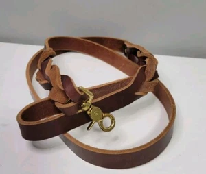 Correa de cuero genuino trenzada para perros de alta resistencia para perros medianos grandes - Imagen 1 de 5