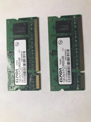 2x Elpida 1GB 2Rx16 PC2-6400S-666 RAM  Laptop Memory  (2GB TOTAL) - Image 1 of 2