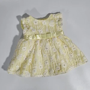 Youngland Baby Dress 3/6 Month Yellow Sparkle Flower Lace Layered W/Satin Bow - Picture 1 of 16