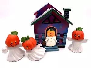 BOOkinS Halloween House Candle Box 3 piezas Ghost Jack O' Lanterns Elaine Thompson - Imagen 1 de 11