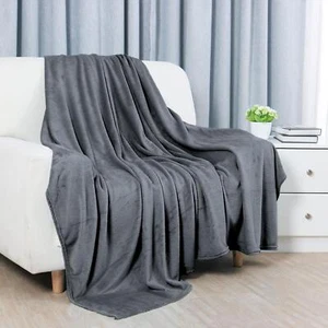 200 x 230cm Dunkelgrau Polyester Königin Bettwäsche Sofa Groß Vliesdecke Decke - Bild 1 von 10