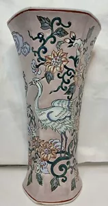 RARE enameled Chinese 10" Hexagon Vase Porcelain Qing Dynasty Kangzi. - Picture 1 of 12