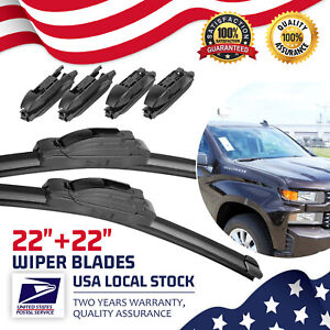 Front Windshield Wiper Blades 22"+22" All Season For Ford Thunderbird 1991-1997