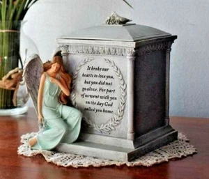 Urn Memorial Cremation Box 8x7 Angel Dove It broke our hearts to lose you... - Picture 1 of 1