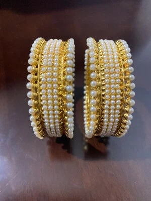 Conjunto de brazaletes étnicos nupciales indios paquistaníes chapados en oro Kada joyería de moda 2,6 Foto 1 de 3