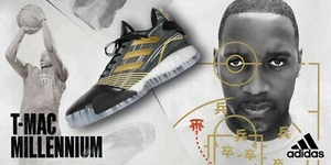 Adidas T-Mac Millennium Men's 10 Boost Basketball Shoes Black-Gold EE3678 TMAC - Picture 1 of 11