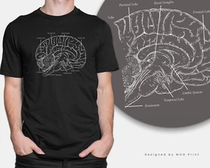 Brain Anatomy T-Shirt - Science Medical Student Tee Teacher Professor Gift Shirt - Picture 1 of 12