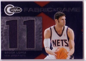 2010-11 Totally Certified Fabric of the Game Jumbo Jersey Number Brook Lopez