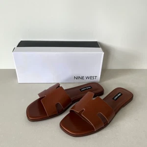 NINE WEST Giselle Sandals / Slides in Dark Brown $159.95 - New with box - size 7 - Picture 1 of 6