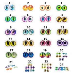 10x 6mm 8mm 10mm 12mm Glass Eyes Cabochon Lizard Cat Frog Animal Flat Dome Eye - Picture 1 of 28