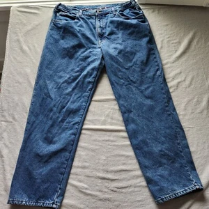 LL Bean Jeans Mens 42x32 Blue Flannel Lined Double L Comfort Waist Straight Leg - Picture 1 of 15