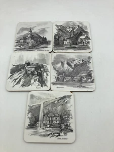 Schuberth Melamin-Qualitat Tamat Secie 5 Coasters Made in West Germany Cork - Picture 1 of 11