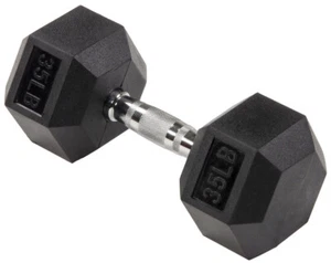 Rubber Encased Hex Dumbbell Anti-Roll 35 lb Assembled Product Weight, Single - Picture 1 of 5