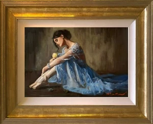 WILLIAM OXER ORIGINAL Yellow Rose Swan Lake ballerina Ballet dance Oil PAINTING - Picture 1 of 2
