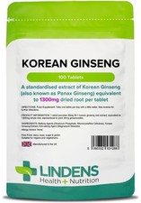 Korean Ginseng (panax) 1300mg -energy boost- (100 tablets) [Lindens 1288]