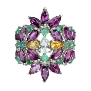 925 Anillo Plata de Ley Pera Ópalo Fuego Emerald Piedra Preciosa Tanzanita Joyas - Imagen 1 de 9