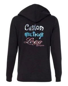 Women's Custom Bling zipped Hoodie Sequins Glitter sweatshirt sparkly   - Picture 1 of 4