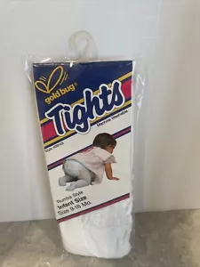 Vintage 1985 GOLD BUG - White Rumba Style Infant TIGHTS - Size 9-18 MONTHS - Picture 1 of 2