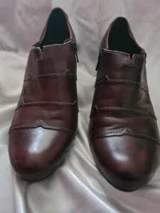 Pikolinos burgunderfarbenes Leder niedriger Stiefelettenabsatz seitlicher Reißverschluss UVP £ 125,00 CA1036 - Bild 1 von 12