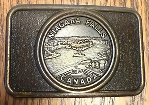 Hebilla de cinturón vintage de latón de las Cataratas del Niágara Canadá - Imagen 1 de 3