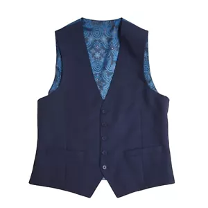 Ted Baker Blue 2 Pocket Smart Formal Waistcoat UK Men's M 40" - Picture 1 of 5