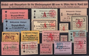 Württemberg Lot Food Ration Coupons City Municipality Stuttgart 1915 - 1920 - Picture 1 of 1
