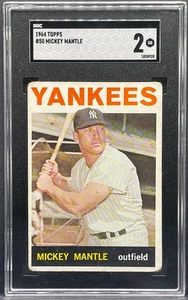 1964 Topps Baseball #50 Mickey Mantle Vintage Karte NY Yankees HOF SGC 2 GD - Bild 1 von 2