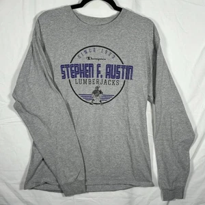 Champion Stephen F. Austin Holzfäller hellgrau Langarm T-Shirt Größe Large - Bild 1 von 8