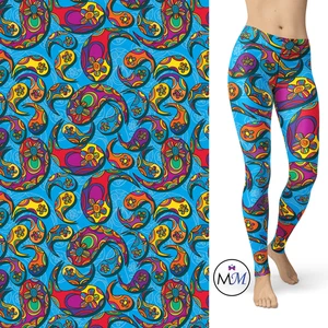 Leggings Paisley blau mit Taschen - Bild 1 von 2