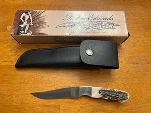 Parker-Edwards Fixed Blade Hunting Knife w/Damascus Blade Stag Scale A1392D-5 - Picture 1 of 9