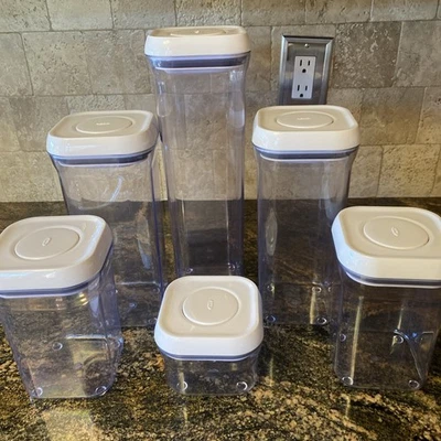 OXO Pop Top Hermético Transparente Contenedores de Almacenamiento de Alimentos Grupo Lote Set X 6 ¡LIMPIO! Foto 1 de 4